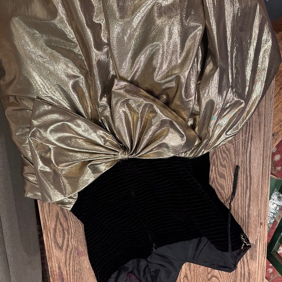 vintage 1980s gunne sax style Black Gold Bow Strapless Holiday Dress Bow - Picture 12 of 14